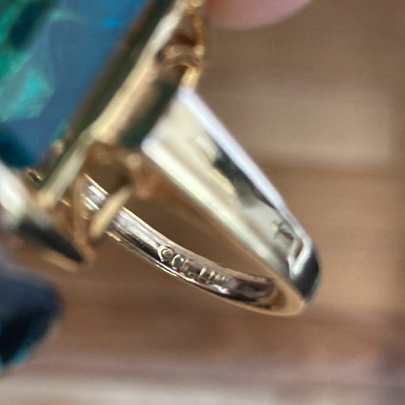 Large Turquoise Rectangular Solitaire ‘Cellini’ Ring - Picture 5 of 9